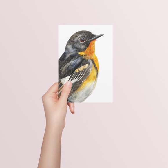 Watercolor American Redstart Bird Print Unframed - Wall Art Bird Illustration - Picture 6 of 6